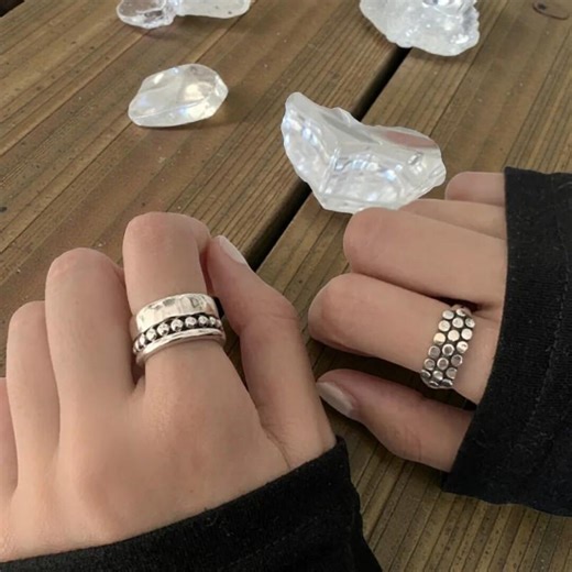 Silver Bead Ring - Geometric Stacking Ring, Adjustable Jewelry, Fashion Ring - Etsy