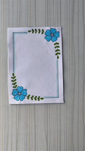 Minimal Blue Flower Border Design/6 easy border design/Border design/Project/Priyanka Gunwal #shorts