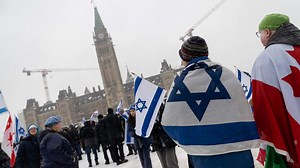Pro-Israel demonstrators gather on Parliament Hill
