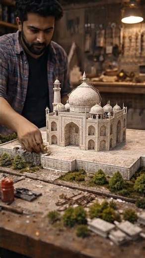 Man Builds Taj Mahal Miniature by Hand 😱 | Incredible Craftsmanship #shorts