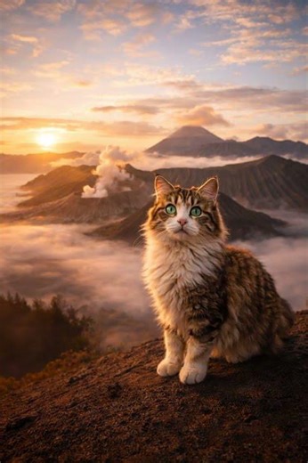 Kucing kunjungi Gunung Bromo #cat #indonesia #gunungbromo