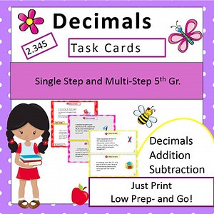 Decimals Addition and Subtraction Word Problems Task Cards