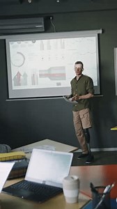 Vertical Shot Businessman Prothetic Leg Reporting Stock Footage Video (100% Royalty-free) 3501377905 | Shutterstock