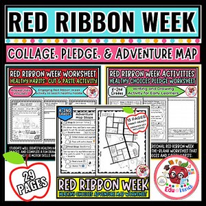 Red Ribbon Week 2025 | Collage, Pledge, & Adventure Map Worksheets