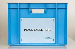 Placard label holders for reusable boxes and racks