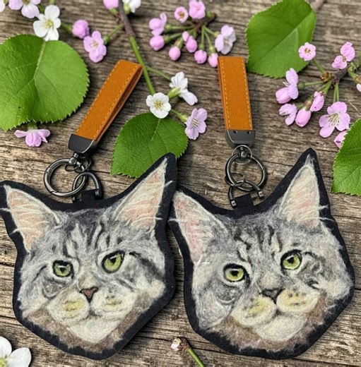 Handcrafted Felted Cat Keychain - Unique Maine Coon Design, Custom Animal Key Ring, Perfect Gift for Cat Lovers - Etsy