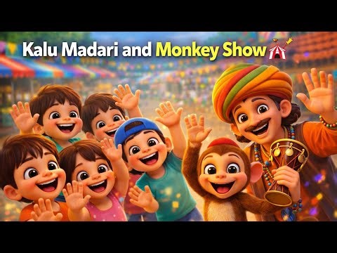 Kalu Madari and Monkey Show 🐒 | Fun Kids Poem in English | Funny Monkey Story
