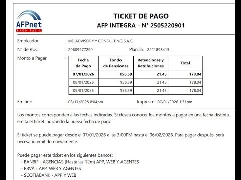 Cómo volver a generar un nuevo ticket de pago AFPnet - 2026 - Paso a paso