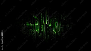 Abstract yellow light green laser rays printing on black background. Technology template for intro, opener, loading process, web banner, animated logo, landing page, cover. Seamless rotating animation Stock Video