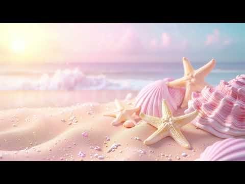 Pink Beach, Seashells and Starfish, Sunset Glow, Ocean Breeze, Relaxing Summer