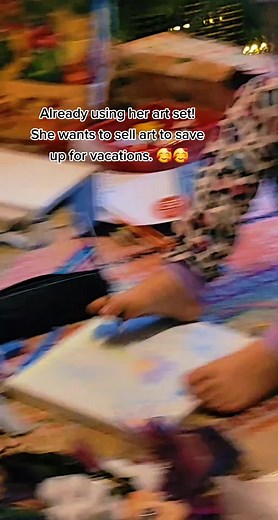 She was so incredibly excited ited opening this gift, she has been talking about painting and drawing things for people non stop! #littleartist #drawingwithfeet #pandirose #lifehavingholtoram #holtoramsyndome #hos #sellingartwork