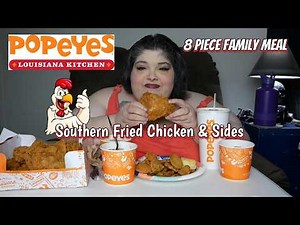 Popeyes Southern Fried Chicken & Sides Mukbang Eating Show Trying Their New Fried Pickles