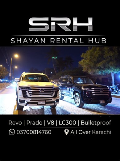 Karachi’s Largest Protocol Mobility Service 🛡️ Welcome to SRH Protocol Mobility one of Karachi’s largest luxury transport hubs. Karachi has never seen a protocol vehicles like this. Prado • Revo • Land Cruiser V8 • LC300 • Bulletproof Wedding convoys | VIP protocol | Chauffeur driven luxury 📍All over Karachi #RentACarKarachi #VIPProtocolserviceKarachi #KarachiWeddingsprotocol #shayanrentacar #bulletproofcars