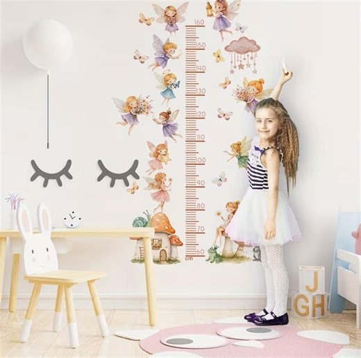 Fairy Height Chart Wall Sticker for Girls Pink Flower Mushroom House Growth Chart Removable Nursery Kids Room Wall Decor - Etsy