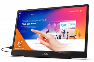 AOC 16T2 - портативный 15,6-дюймовый сенсорный монитор с USB-C, встроенной батареей на 8000 мАч и режимом пауэрбанка