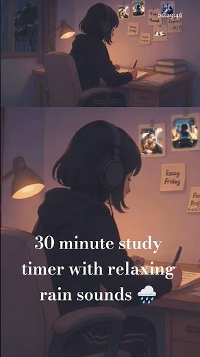 30 Minute Study Timer 🌧️ Relaxing rain sounds #study #focus #rainsounds #timer #anime