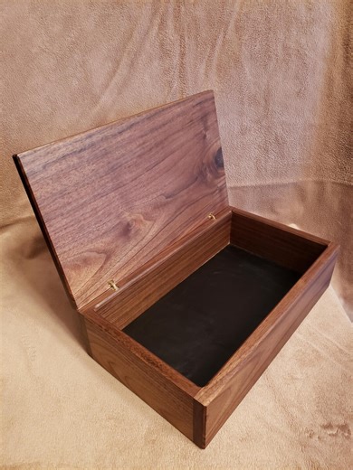 Walnut Box With Hinged Lid, EDC Leather Lined Box - Etsy