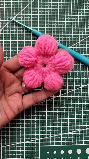 How to Crochet a Puffy Flower | Easy Pattern for beginners #Diy crochetflower