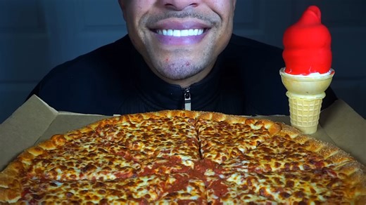 Jerry ASMR|无人声吃小凯撒芝士披萨、麦当劳冰淇淋、巧克力蘸甜筒