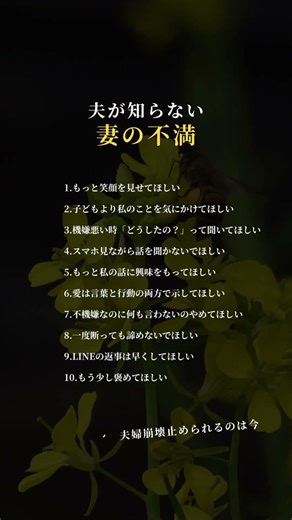 『夫が知らない妻の不満』夫婦関係はちょっとしたコツで劇的に変わります。もっと深く知りたい方はLINEで無料相談💌#夫婦関係改善 #幸せ #夫婦円満