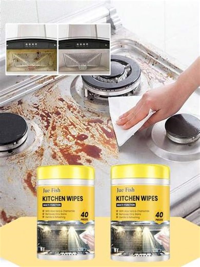 jakehoe 2 Packs, 80 Sheets/Pack Kitchen Wet Wipes, Strong Grease Removal, Disposable Cleaning Wipes For Home Use, Effective For Removing Oil, Smoke And Stains On Kitchen Countertops, Stoves, Ovens And More | SHEIN