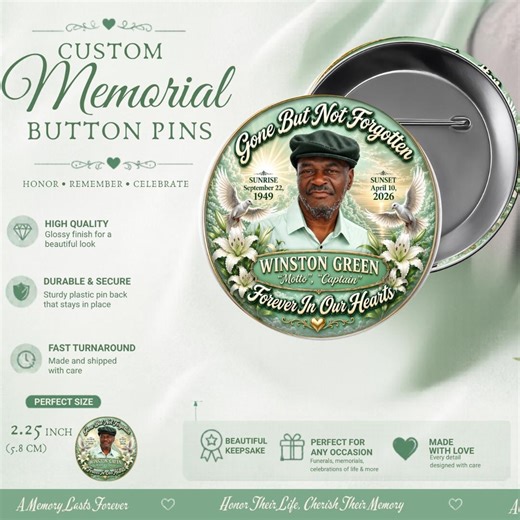 Custom Memorial Buttons - 2.25" Pinback Buttons - Forever in Our Hearts - Etsy