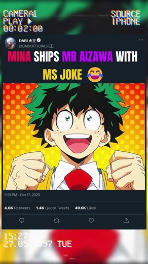 MINA ships MR AIZAWA with MS JOKE 😂 | #allmight #deku #bnha #myheroacademia