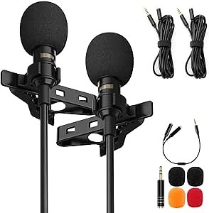 Lavalier Lapel Microphone Complete Set - Professional Omnidirectional Condenser Grade Audio Video Recording Mic for Android/iPhone/PC/Camera for Interview, YouTube, Video Conference, Podcast