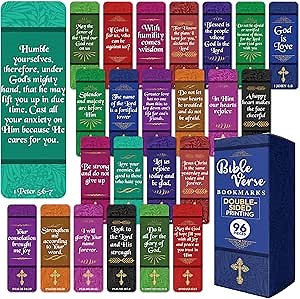 96 Bible Bookmark Pack with Bible Verses – Multiple Designs – Inspirational Christian Bookmarks for Women & Men – Bible Book Markers for Classroom, Bible Study, Church Supplies