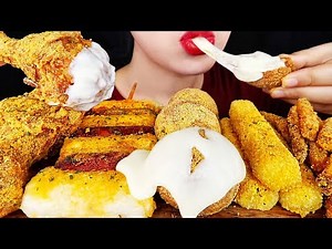 Cheese Balls ASMR *Fried Chicken, Cheese Stick, Rice Cake* 뿌링클 전메뉴 먹방 NO TALKING EATING SOUNDS