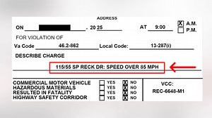 19-year-old caught going 115 mph in 55 mph zone along Prince William Parkway