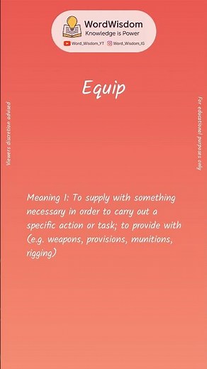 What does "Equip" mean? | English vocabulary shorts | #equip #wordwisdom