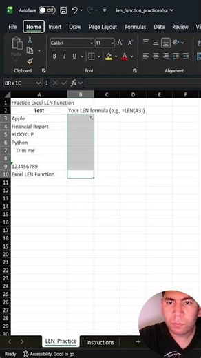 37 Excel Using LEN in a simple business example