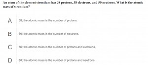 An atom of the element strontium has 38 protons, 38 electrons, ... | Filo