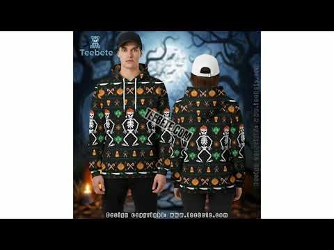 Halloween Skeleton Dance Meme Black 3D Hoodie For Women