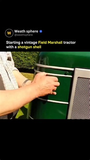 Weath Sphere on Instagram: "Before electric starters, some tractors needed a literal shotgun shell to fire up. The Field Marshall, a post-WWII British tractor, used a blank 12-gauge cartridge to ignite its massive single-cylinder diesel engine. One pull of the trigger and the machine roared to life with a thunderous blast. It’s one of the wildest pieces of old-school engineering when farming and firepower shared the same spark. Follow @weathsphere for more amazing content! #Engineering #History 