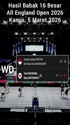 Hasil Babak 16 Besar All England Open 2026 | Amallia/Siti Fadia kalah