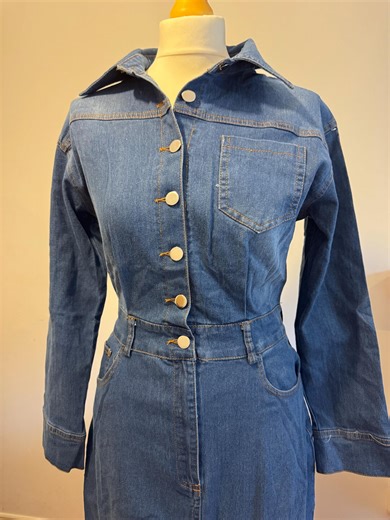 Women’s Denim Maxi Dress – Long Sleeve Button up Jean Dress With Front Slit - Etsy