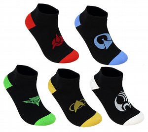 Star Trek Next Generation Mens Starfleet, Klingon, IDIC Vulcan, Borg, Romulan No Show Socks 5 Pack