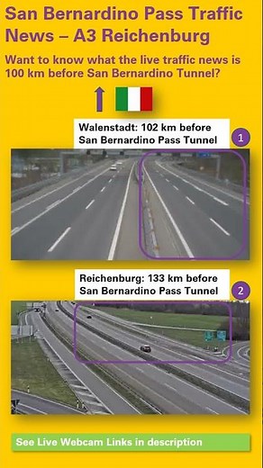 San Bernardino Pass Traffic News – Live Webcams A3 Walenstadt and Reichenburg