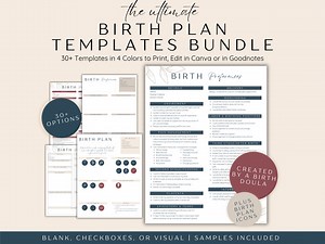 Birth Plan Template Editable Bundle, Visual Birth Plan, Labor and Delivery Plan, Natural Birthing Plan, Birth Planner, Birth Plan Checklist - Etsy UK