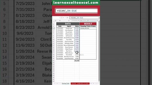How to use SCAN Function to Calculate Running Totals in #Excel with Dynamic Array Formula #SCAN | Hasaan Fazal