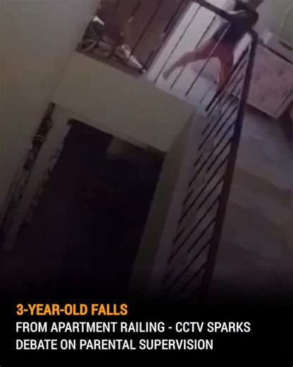National Buzz Official on Instagram: "A shocking CCTV video has gone viral, showing the terrifying moment a 3-year-old boy slips while climbing a back staircase railing. The child hit his chest on the lower bars and was seen crying in pain, but miraculously escaped with only minor injuries. The incident has sparked a heated online debate: Was this a momentary lapse or a lack of supervision? Viewers are calling this a massive wake-up call for parents to prioritize child safety."