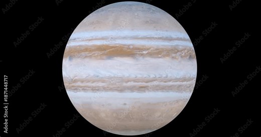 Planet Jupiter rotating 360 degrees footage with alpha channel (ProRes, 4K only). 3D FX animation.
