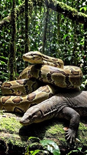 #python taking on monitor lizard#trending #viral #wildlife #python #monitorlizard