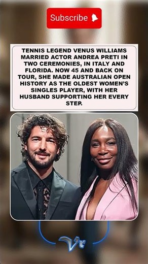 Venus Williams Makes History at 45 with Husband Andrea Preti by Her Side #shorts
