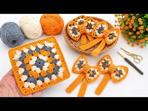Amazing Crochet Bow from Granny Square | Easy Hair Bow & Bag Accessory Tutorial