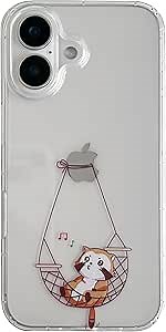 Cartoon Funny Animal Cat Rabbit Clear Soft Phone Case Compatible with iPhone Case (Cat,for iPhone 16)