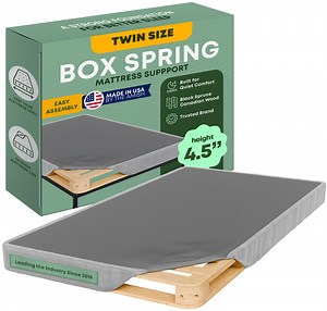 Continental Sleep, Unassembled Twin Box Spring for Twin Bed, 4.5-Inch Wood Box Spring Only, Noise-Free Mattress Foundation, Packed Flat, Easy Assembly, Gray