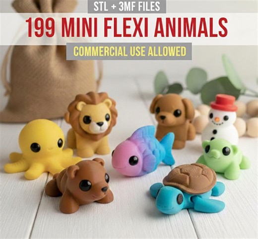 Mini Flexi Animal STL Bundle 199 Files | 3D Printing Toys | Instant Download   Commercial Use - Etsy